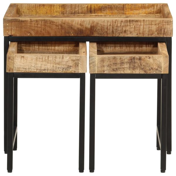 vidaXL 3 db t&ouml;m&ouml;r mang&oacute;fa &eacute;s vas egym&aacute;sba helyezhető doh&aacute;nyz&oacute;asztal