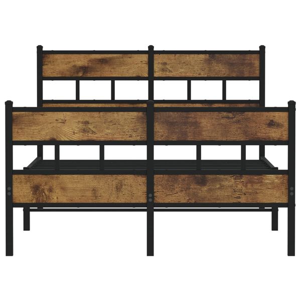 vidaXL füstös tölgy színű fém ágykeret matrac nélkül 120 x 200 cm