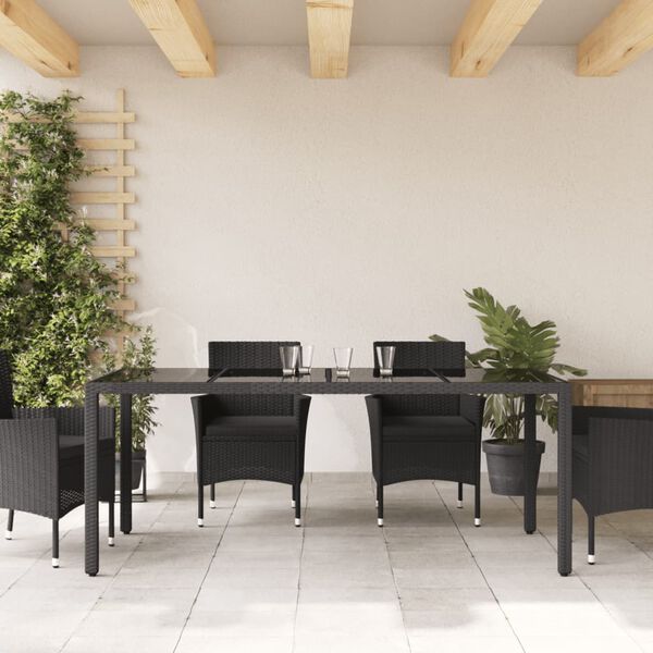 vidaXL fekete polyrattan &uuml;veglapos kerti asztal 190 x 90 x 75 cm