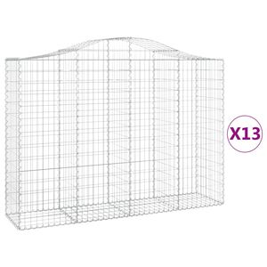 vidaXL 13 db &iacute;ves horganyzott vas gabion kos&aacute;r 200x50x140/160 cm