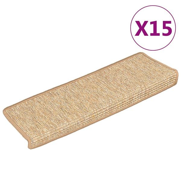 vidaXL 15 db vil&aacute;gosbarna, t&eacute;glalap alak&uacute; sz&eacute;lű l&eacute;pcsőszőnyeg 65 x 21 x 4 cm