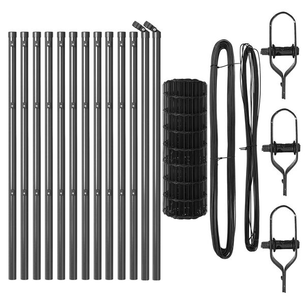 vidaXL Ker&iacute;t&eacute;s oszlopokkal Sz&uuml;rke 0,6 x 25 m Ac&eacute;l &eacute;s PVC