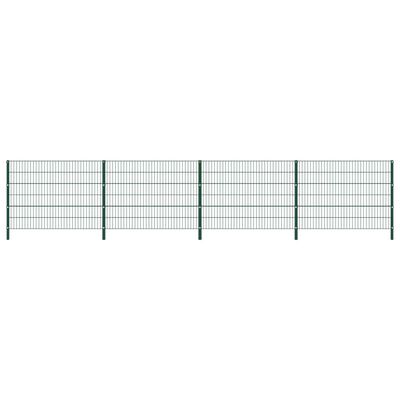 vidaXL zöld vas kerítéspanel oszlopokkal 6,8 x 1,2 m