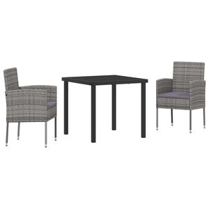 vidaXL Kert &eacute;tkező szett p&aacute;rn&aacute;val 3 pcs Sz&uuml;rke polirattan