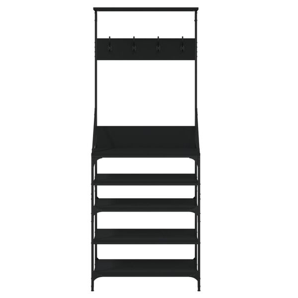 vidaXL fekete ruhafogas cipőpolccal 70x34x184 cm