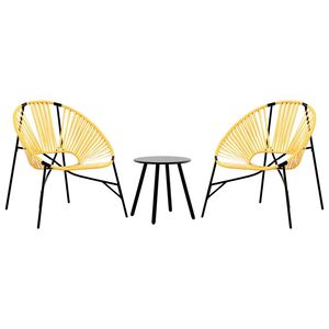 vidaXL 3 db fekete &eacute;s s&aacute;rga polyrattan kerti sz&eacute;k szett