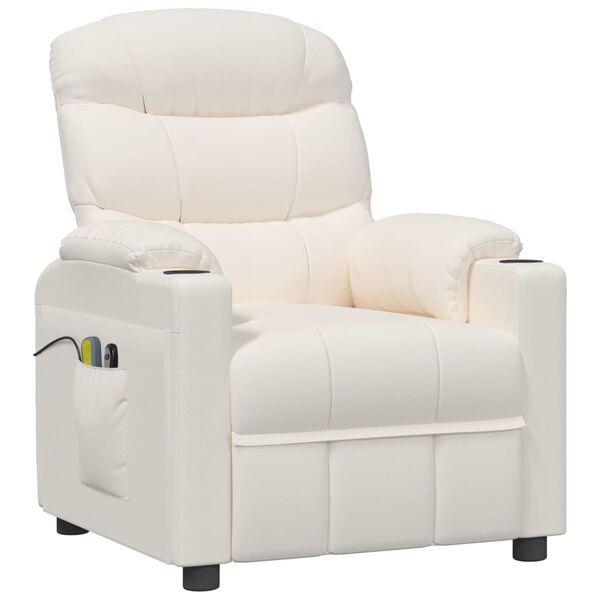 vidaXL krémszínű műbőr elektromos masszázsfotel
