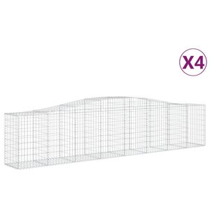 vidaXL 4 db &iacute;ves horganyzott vas gabion kos&aacute;r 400x50x80/100 cm