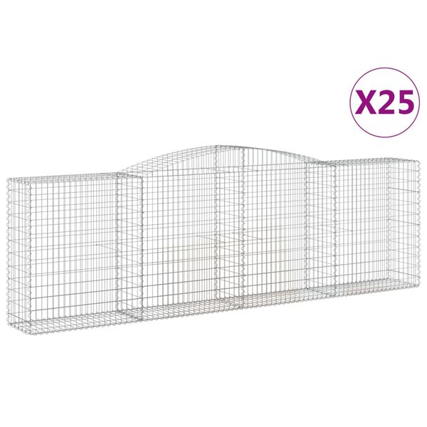 vidaXL 25 db íves horganyzott vas gabion kosár 400x50x120/140 cm