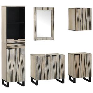 vidaXL F&uuml;rdőszoba b&uacute;tor szett fi&oacute;kkal 5 pcs Walnut barna Faanyag