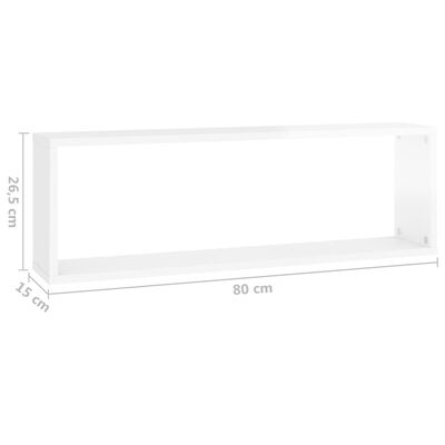 vidaXL 6 db magasfényű fehér forgácslap fali kockapolc 80x15x26,5 cm