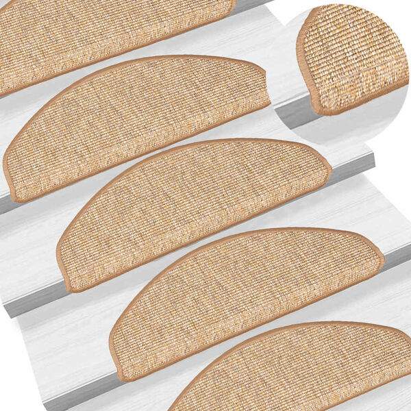 vidaXL 15 db vil&aacute;gosbarna, f&eacute;lk&ouml;r alak&uacute;, nagy l&eacute;pcsőszőnyeg 65 x 21 x 4 cm