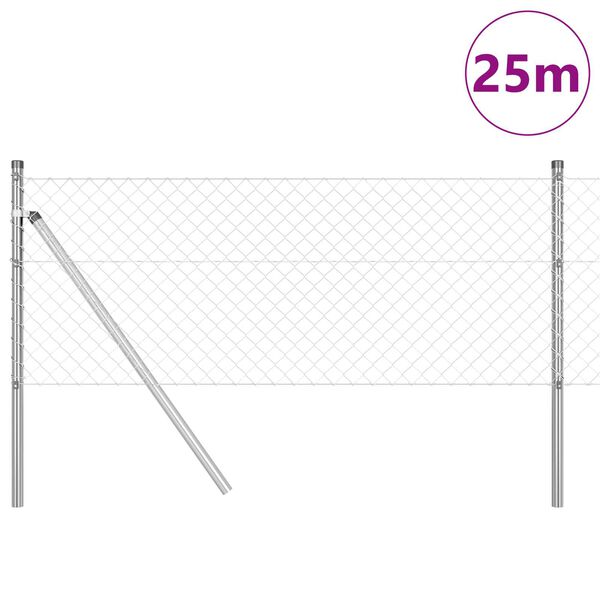 vidaXL Ker&iacute;t&eacute;soszlop Ez&uuml;st 25 x 0,4 m (40 x 40 mm r&aacute;cs) Ac&eacute;l