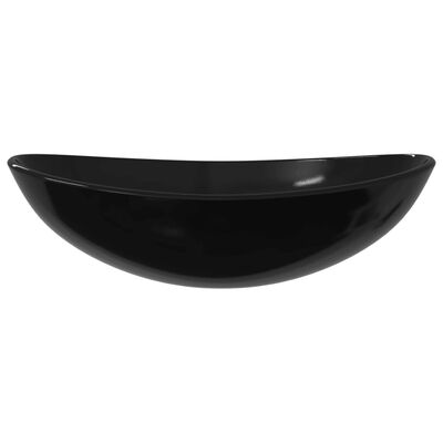 vidaXL fekete edzett üveg mosdókagyló 54,5x35x15,5 cm