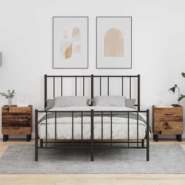 vidaXL &Eacute;jjeliszekr&eacute;ny 2 pcs R&eacute;gi fa &eacute;s fekete 40 x 35 x 47,5 cm