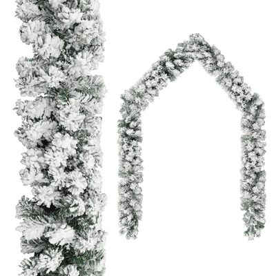 vidaXL zöld PVC karácsonyi füzér LED-ekkel és hópelyhekkel 10 m