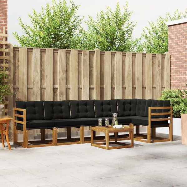 vidaXL K&uuml;lt&eacute;ri kanap&eacute; szett p&aacute;rn&aacute;val 7 pcs Term&eacute;szetes &eacute;s fekete