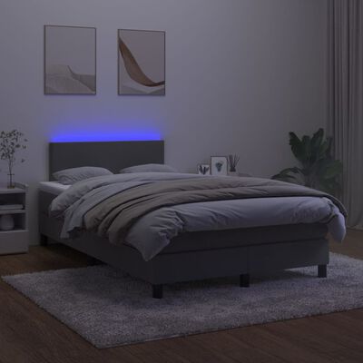 vidaXL sötétszürke bársony rugós és LED-es ágy matraccal 120x200 cm