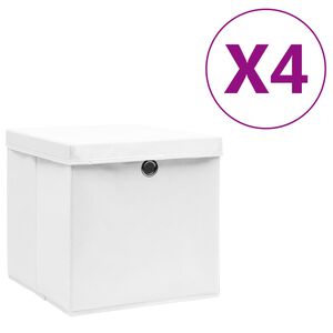 vidaXL 4 db feh&eacute;r fedeles t&aacute;rol&oacute;doboz 28 x 28 x 28 cm