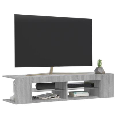 vidaXL szürke sonoma színű TV-szekrény LED-lámpákkal 135 x 39 x 30 cm