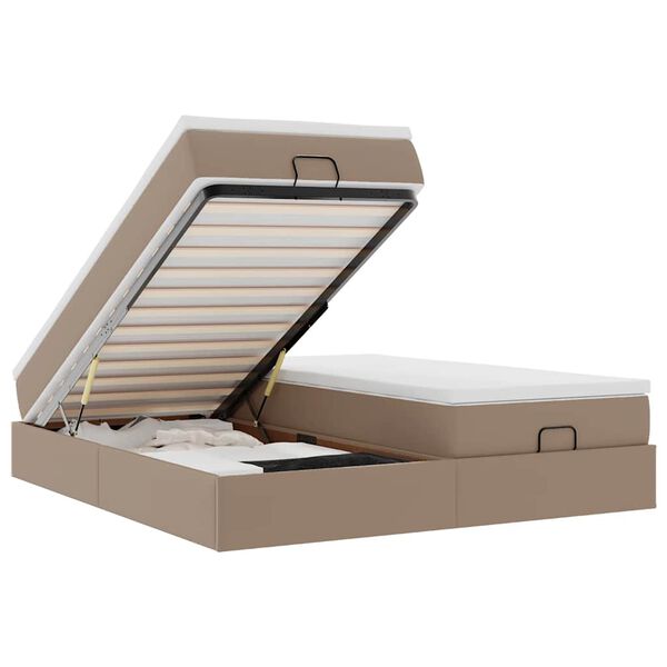 vidaXL Ottom&aacute;n &aacute;gykeret matraccal Cappucino 160x200cm műbőrrel