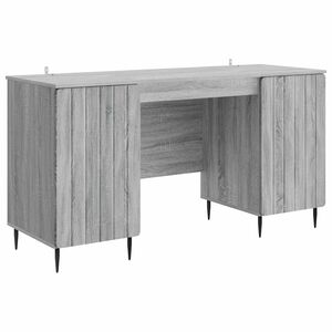 vidaXL Asztal polcokkal Sz&uuml;rke Sonoma 142,5 x 50 x 75 cm Szerelt Fa