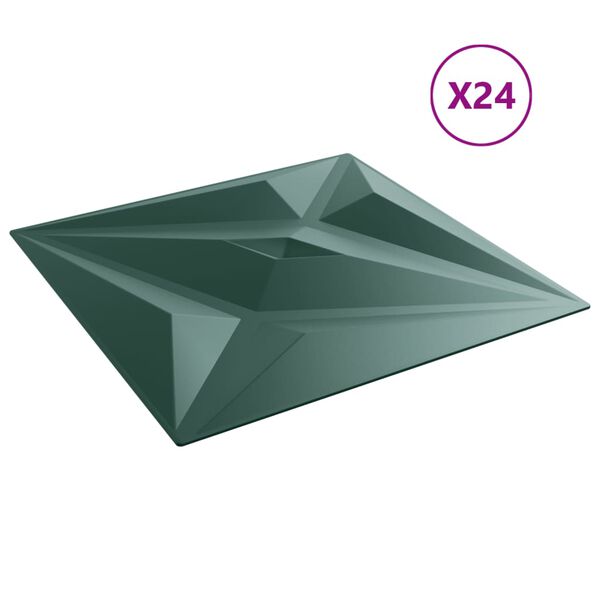 vidaXL 24 db z&ouml;ld XPS csillagmint&aacute;s fali panel 50 x 50 cm 6 m&sup2;