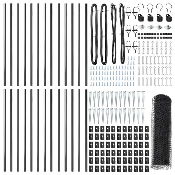 vidaXL Ker&iacute;t&eacute;soszlop Sz&uuml;rke 50 x 0,5 m (13 mm h&aacute;l&oacute;) Ac&eacute;l &eacute;s PVC
