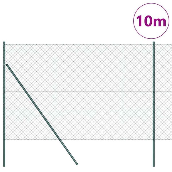 vidaXL Ker&iacute;t&eacute;soszlop Z&ouml;ld 10 x 1,6 m (40 x 40 mm r&aacute;cs) Ac&eacute;l &eacute;s PVC