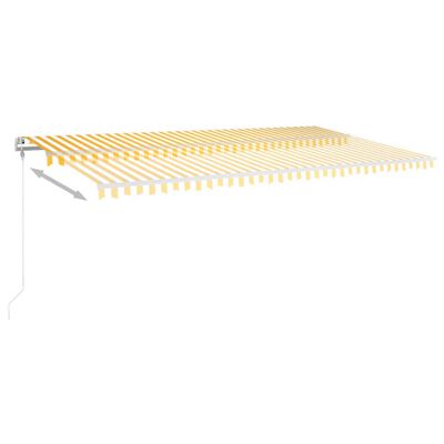 vidaXL sárga-fehér szélérzékelős és LED-es napellenző 600 x 350 cm