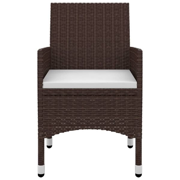 vidaXL 3 r&eacute;szes polyrattan &eacute;s &uuml;veg kerti &eacute;tkezőgarnit&uacute;ra p&aacute;rn&aacute;kkal