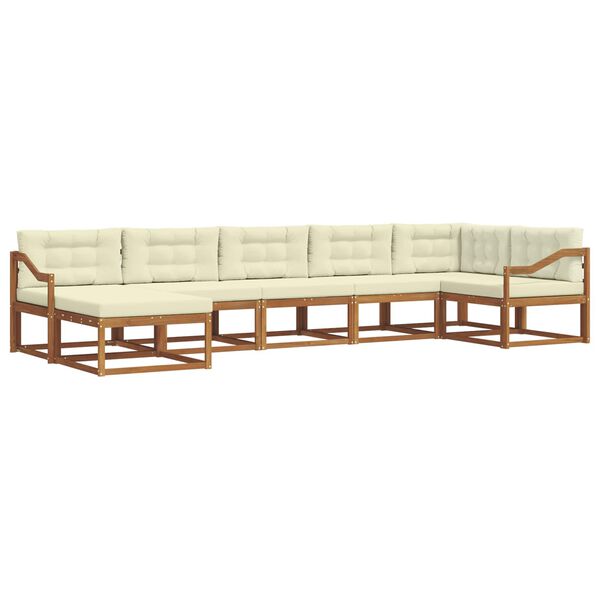 vidaXL K&uuml;lt&eacute;ri kanap&eacute; szett p&aacute;rn&aacute;val 7 pcs Term&eacute;szetes &eacute;s kr&eacute;msz&iacute;nű