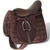 Lovagl&aacute;s Nyereg K&eacute;szlet 17,5 "Val&oacute;di Bőr Barna 12 cm 5-az-1- be