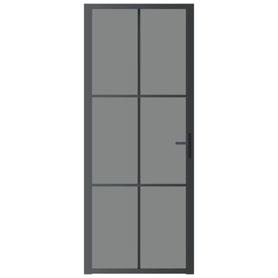 vidaXL fekete ESG üveg és alumínium beltéri ajtó 83 x 201,5 cm