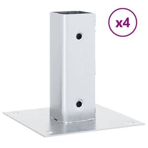 vidaXL 4 db horganyzott ac&eacute;lb&oacute;l oszlopalapok n&eacute;gyzet alak&uacute;ak 46x46 mm
