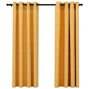 vidaXL 2 db s&aacute;rga v&aacute;szonhat&aacute;s&uacute; s&ouml;t&eacute;t&iacute;tőf&uuml;gg&ouml;ny fűzőkarik&aacute;val 140x175cm