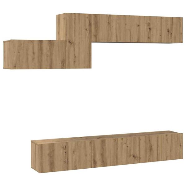 vidaXL TV szekr&eacute;ny garnit&uacute;ra 7 pcs k&eacute;zműves t&ouml;lgy 60 x 30 x 30 cm