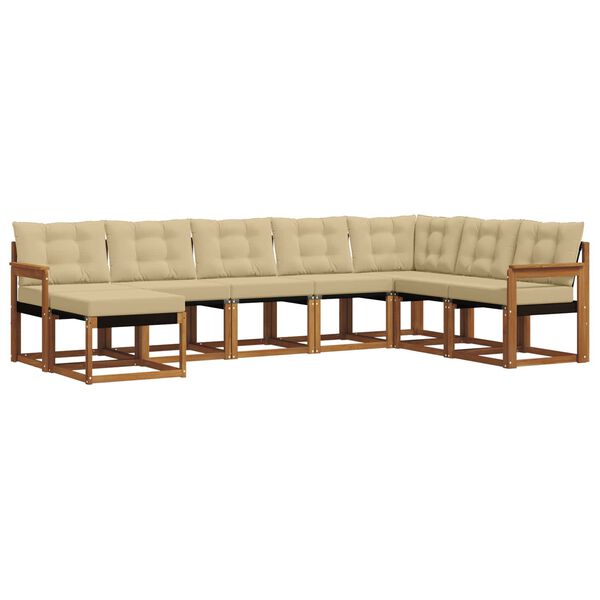 vidaXL K&uuml;lt&eacute;ri kanap&eacute; szett p&aacute;rn&aacute;val 8 pcs Term&eacute;szetes &eacute;s b&eacute;zs