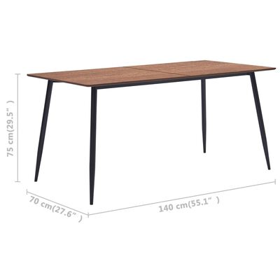 vidaXL barna MDF étkezőasztal 140 x 70 x 75 cm