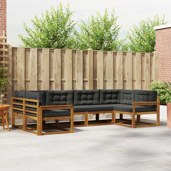 vidaXL K&uuml;lt&eacute;ri kanap&eacute; szett p&aacute;rn&aacute;val 6 pcs Term&eacute;szetes &eacute;s antracit