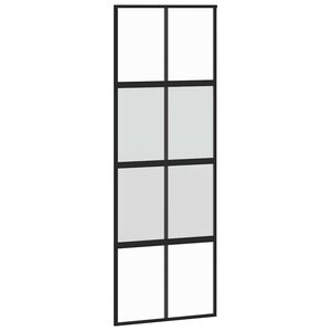 vidaXL fekete edzett &uuml;veg &eacute;s alum&iacute;nium tol&oacute;ajt&oacute; 76 x 205 cm