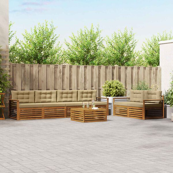 vidaXL K&uuml;lt&eacute;ri kanap&eacute; szett p&aacute;rn&aacute;val 7 pcs Term&eacute;szetes &eacute;s b&eacute;zs