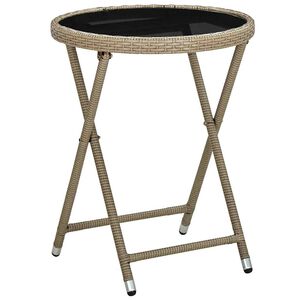 vidaXL b&eacute;zs polyrattan &eacute;s edzett &uuml;veg te&aacute;z&oacute;asztal 60 cm