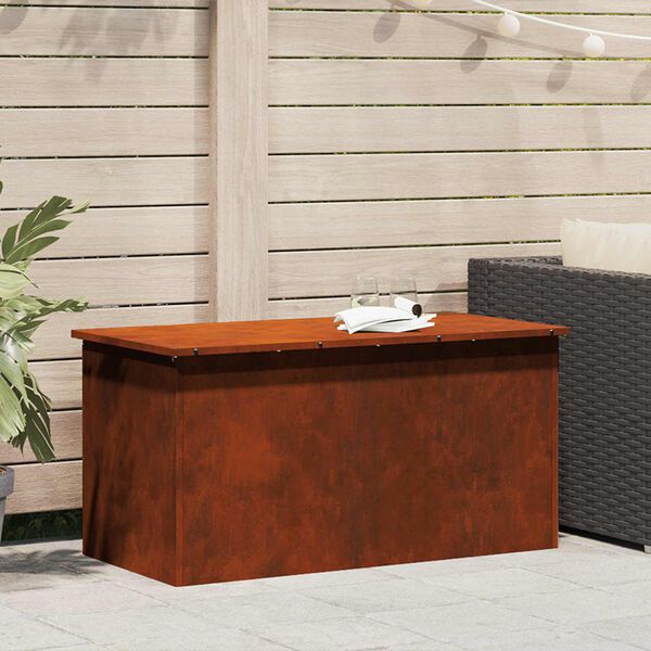 vidaXL K&uuml;lt&eacute;ri T&aacute;rol&oacute; Doboz Rozsd&aacute;s 100 x 50,5 x 50 cm Ac&eacute;l