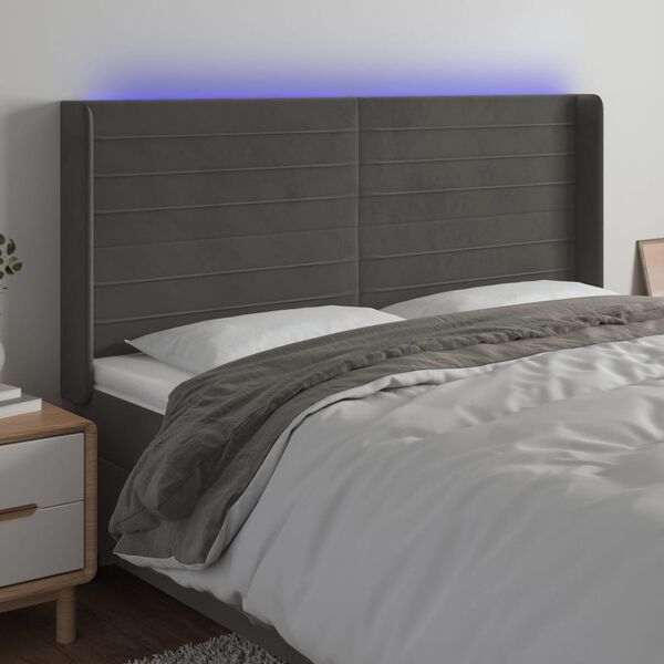 vidaXL s&ouml;t&eacute;tsz&uuml;rke b&aacute;rsony LED-es fejt&aacute;mla 183x16x118/128 cm