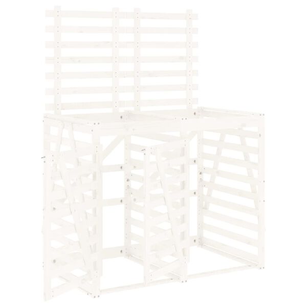 vidaXL dupla feh&eacute;r t&ouml;m&ouml;r fenyőfa g&ouml;rgős szemeteskuka-t&aacute;rol&oacute;