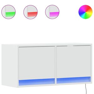 vidaXL feh&eacute;r falra szerelhető TV-szekr&eacute;ny LED-l&aacute;mp&aacute;kkal 80x31x35 cm