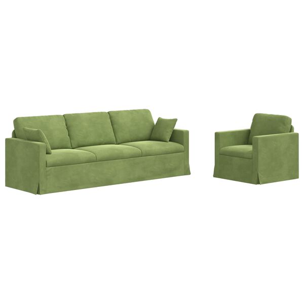 vidaXL Kanap&eacute; Szett 2 pcs Vil&aacute;gos z&ouml;ld 228 x 78 x 80 cm B&aacute;rsony
