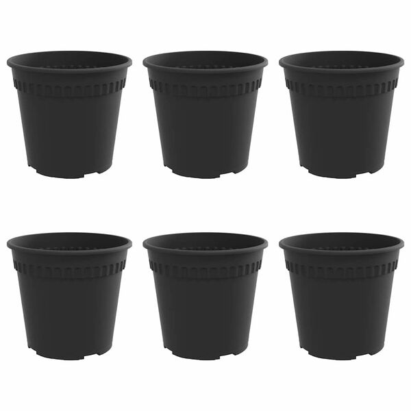 vidaXL Kerek Vir&aacute;gcser&eacute;p 6 pcs Fekete &Oslash; 19 x 16 cm Műanyag