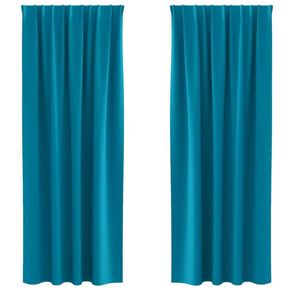 vidaXL Fekete F&uuml;gg&ouml;ny Gyűrűkkel 2 pcs T&uuml;rkiz 225 x 140 cm Poli&eacute;szter